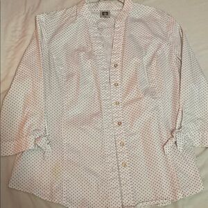 White Polka Dot Button-Up Shirt